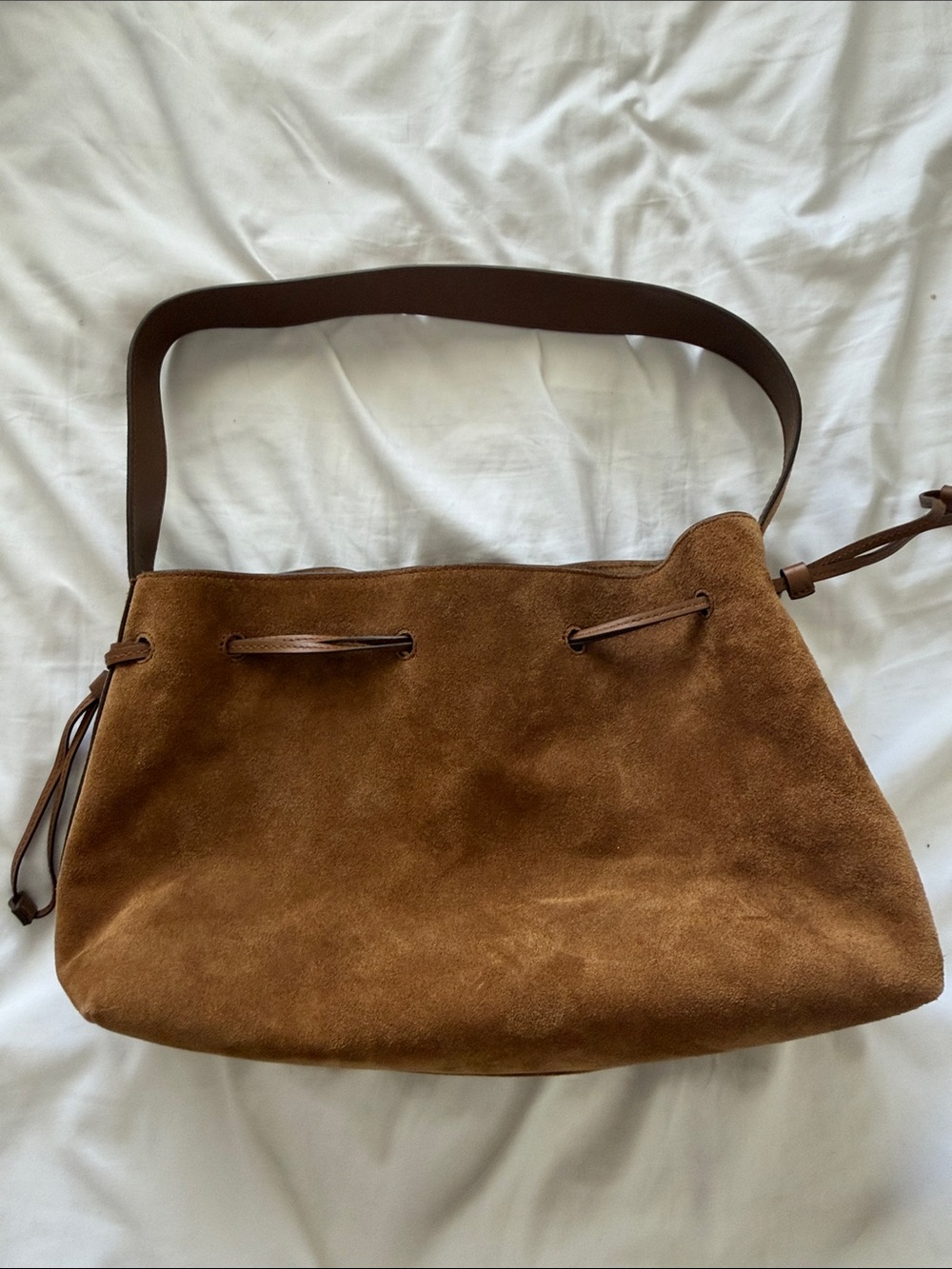 Madewell Brown Suede Drawstring Shoulder Bag